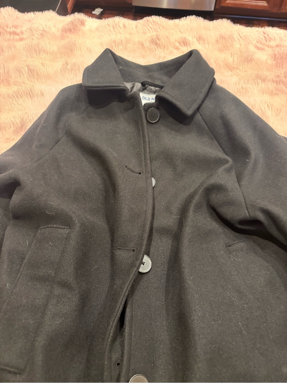 Old Navy Black Women's Pea Coat with Button Front
